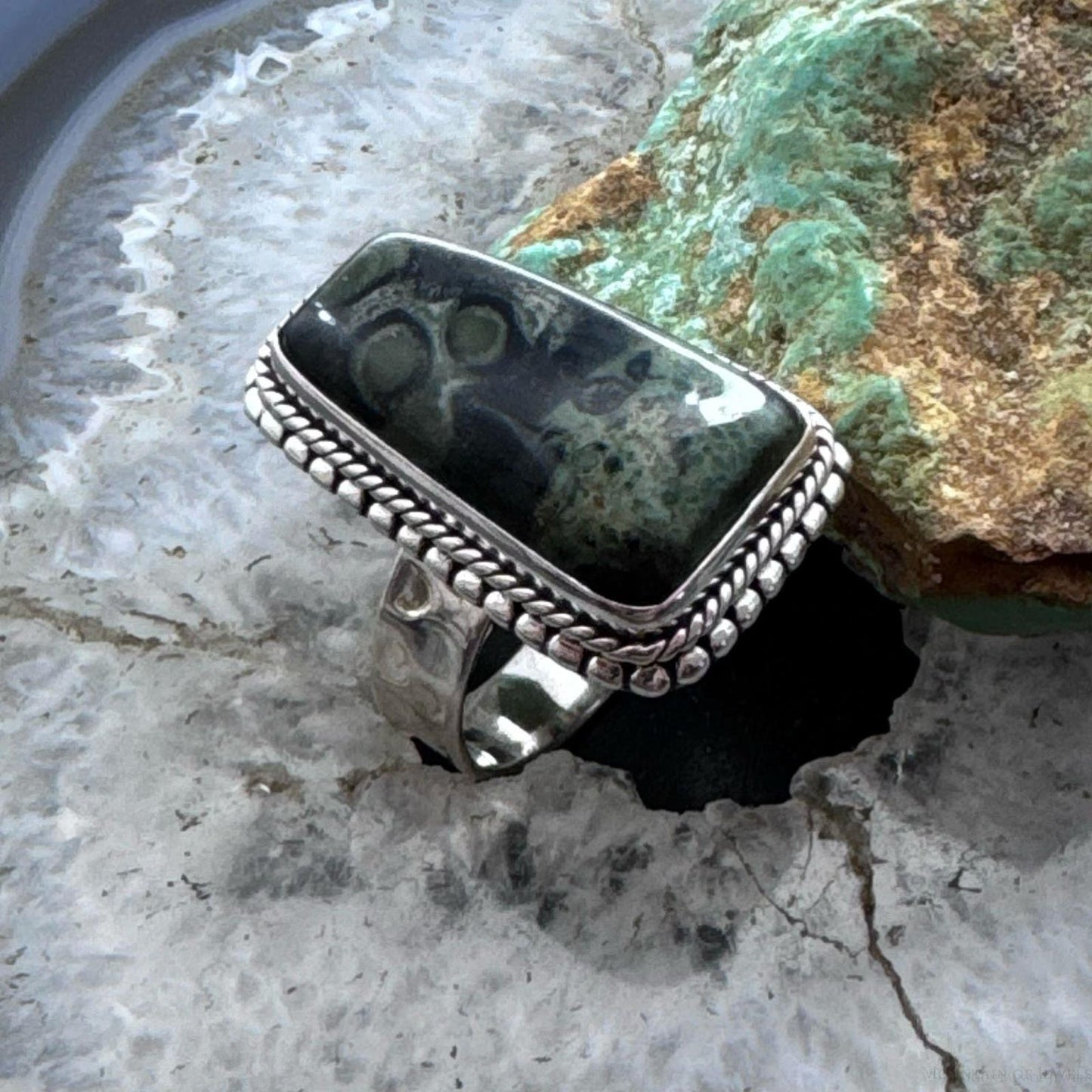 Sterling Silver Southwestern Style Kambaba Jasper Bar Ring Size 9.5 For Women