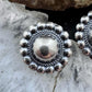 Native American Sterling Silver Stamped Rounded Concho Repousse Post Earrings