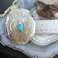 Native American Sterling Silver Turquoise Stamped Oval Belt Buckle For Men