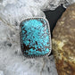 Vintage Sonny Spruce Sterling Silver Blue Lander Turquoise Ring Size 7.75 For Women