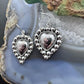 Southwestern Style Sterling Silver Decorated Heart Dangle Earrings For Women