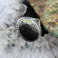 Native American Sterling Silver Oval Blackjack Decorated Ring Size 8.5 For Women