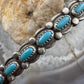 Vintage Native American Sterling Silver Turquoise Row Bracelet For Women