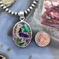 Sterling Silver Southwestern Style Large Oval Dahlia Copper Turquoise Pendant For Women