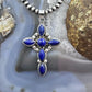 Sterling Silver Southwestern Style 6 Lapis Decorated Cross Pendant For Women #1