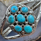 Melvin Chee Native American Sterling Silver KingmanTurquoise Cluster Bracelet For Women