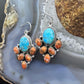 Sterling Silver Southwestern Style Turquoise & Orange Copper Turquoise Dangle Earrings For Women