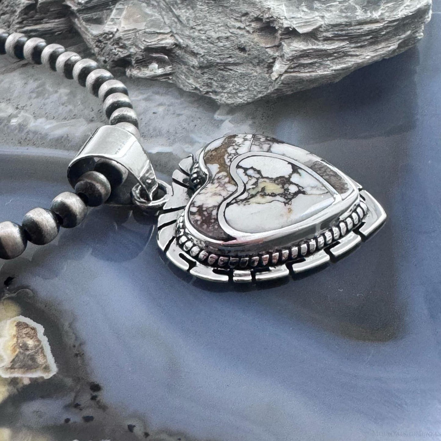 Native American Sterling Silver Wild Horse Decorated Double Heart Pendant For Women