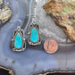 Sterling Silver Southwestern Style Teardrop Turquoise Dangle Earrings For Women