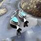 Sterling Southwestern Style Turquoise Decorated Squash Blossom Dangle Earrings For Women