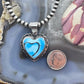 Native American Sterling Silver Blue Ridge Turquoise Decorated Double Heart Pendant For Women