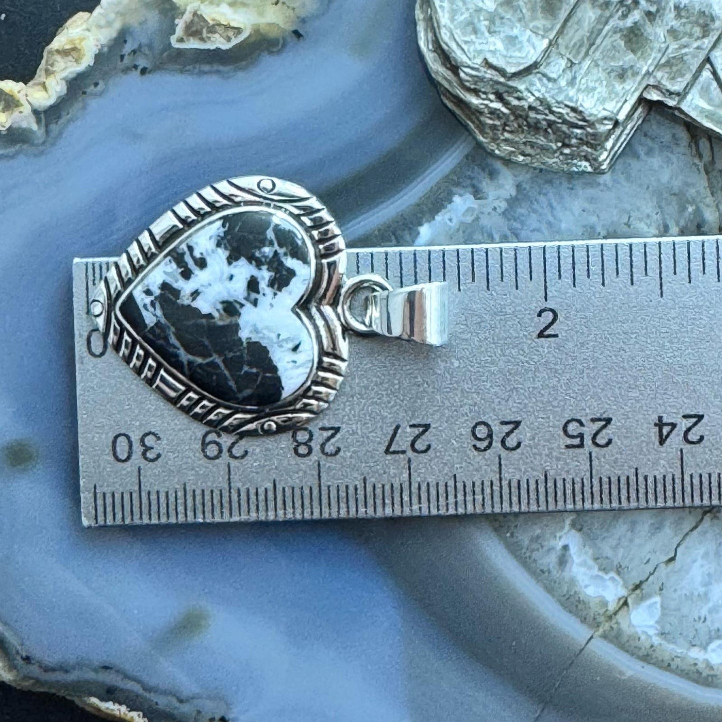Native American Sterling Silver White Buffalo Heart Pendant For Women