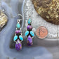 Sterling Silver Southwestern Style Turquoise & Purple Dahlia Dangle Earrings For Women