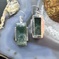 Sterling Silver Southwestern Style Rectangle Moss Agate Dangle Earrings For Women