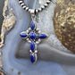 Sterling Silver Southwestern Style 6 Lapis Decorated Cross Pendant For Women #1