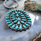 Sterling Silver Southwestern Style Kingman Turquoise Large Cluster Pendant For Women