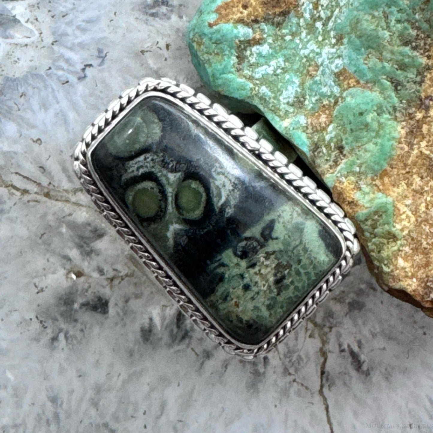 Sterling Silver Southwestern Style Kambaba Jasper Bar Ring Size 9.5 For Women