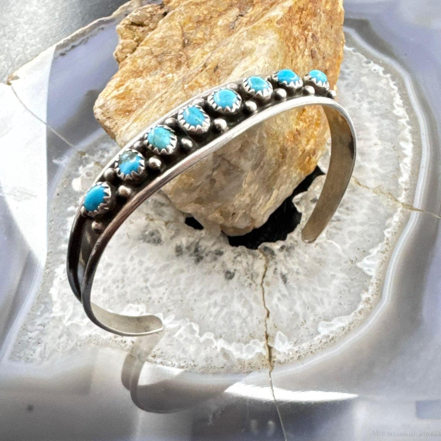 Elton Cadman Native American Sterling Silver Turquoise Bracelet For Women