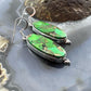 Sterling Silver Southwestern Style Elongated Oval Green Copper Turquoise Dangle Earrings For Women