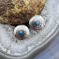 Native American Sterling Stamped Rounded Concho w/Turquoise Post Earrings
