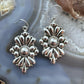 Southwestern Style Sterling Silver Floral Decorated Dangle Earrings For Women