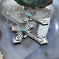 Sterling Silver Southwestern Style Turquoise Cross Dangle Earrings For Women