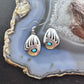 Native American Sterling Silver Bear Claw w/Turquoise Dangle Earrings For Women