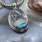 Sterling Silver Southwestern Style Large Oval Copper Turquoise Pendant For Women