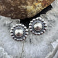 Native American Sterling Silver Stamped Rounded Concho Repousse Post Earrings