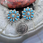 Native American Sterling Silver Turquoise Cluster Stud Earrings For Women