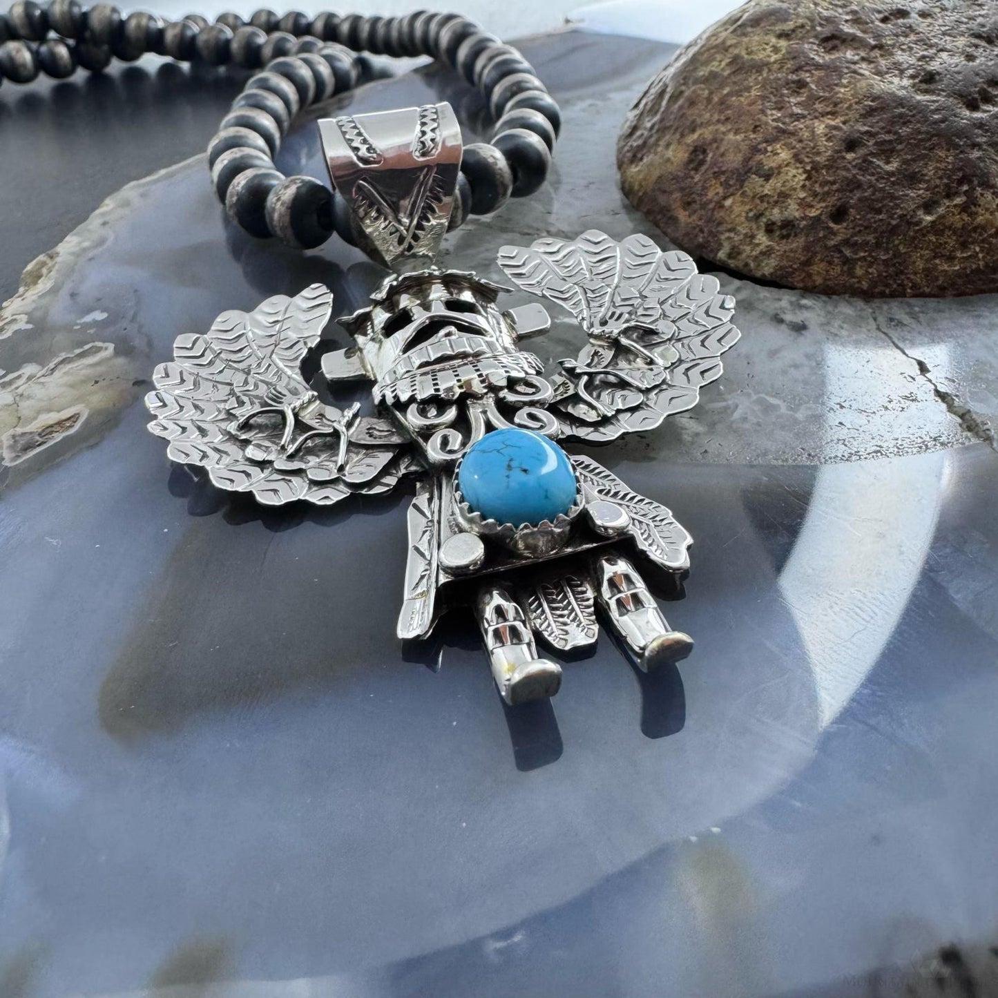 Alonzo Mariano Sterling Silver Turquoise Decorated Kachina Unisex Pendant