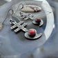 Kevin Billah Native American Sterling Silver Coral Cross & Heart Dangle Earrings For Women