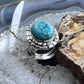 Sterling Silver Southwestern Style Oval Tibetan Turquoise Ring Size 8.75 For Women