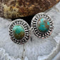 Sterling Silver Southwestern Style Oval Turquoise Decorated Stud Earrings For Women