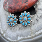 Native American Sterling Silver Turquoise Cluster Stud Earrings For Women