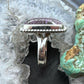 Sterling Silver Southwestern Style Purpurite Decorated Bar Ring Size 8 For Women