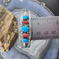 Signed Sterling Silver Native American Turquoise & Coral Row Bracelet For Women