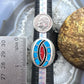 Vintage Native American Sterling Silver Turquoise & Coral Chip Inlay Shield Ring Size 10 For Mem