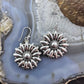 Sterling Silver Southwestern Style Decorated Flower Silver Dangle Earrings For Women