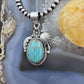 Sterling Silver Southwestern Style Oval Turquoise Leaves Decorated Pendant For Women