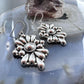 Southwestern Style Sterling Silver Floral Decorated Dangle Earrings For Women