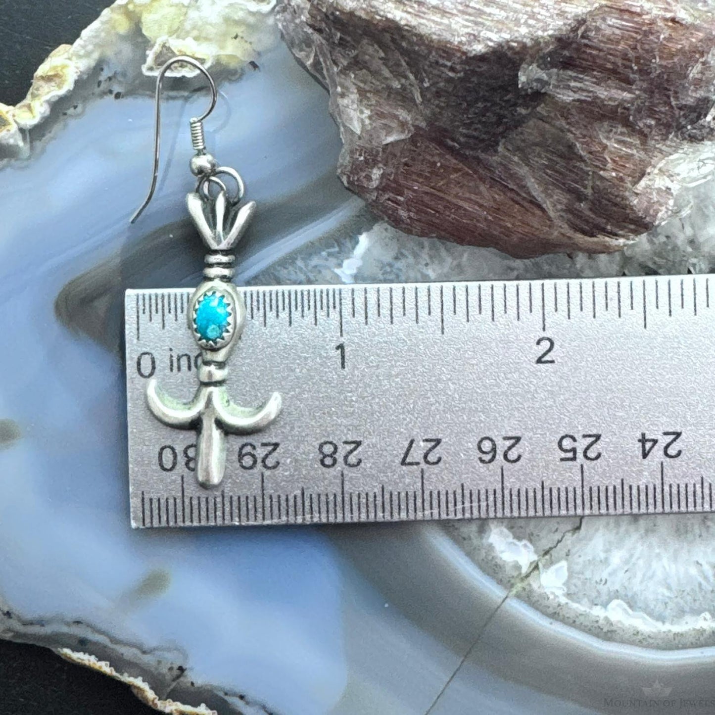 Arthur J. Williams Native American Sterling Silver Turquoise Dangle Earrings For Women