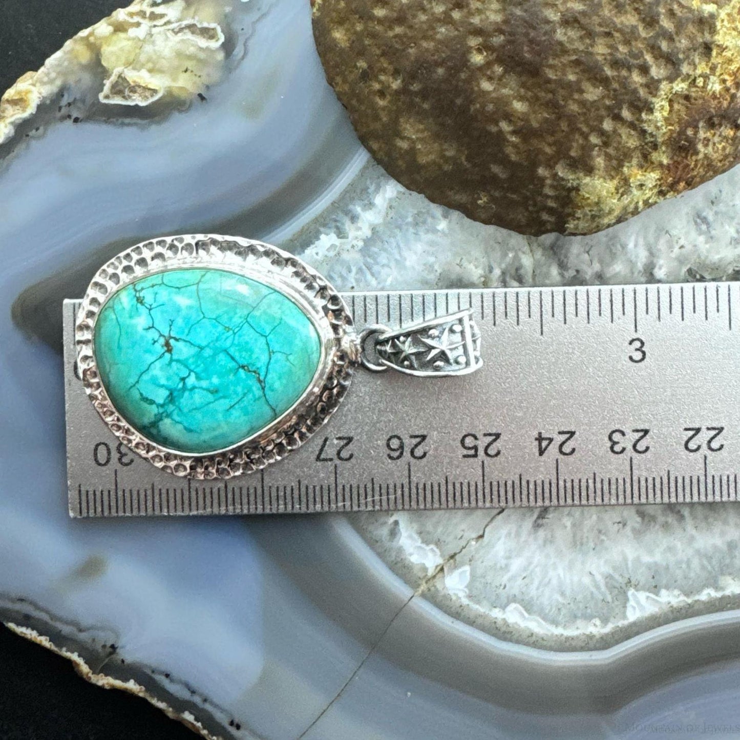 Sterling Silver Southwestern Style Natural Tibetan Turquoise Pendant For Women