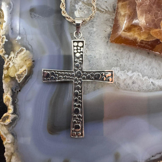 Sterling Silver Southwestern Style Decorated Unisex Cross Pendant