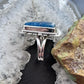 Sterling Silver Southwestern Style Trapezoid Neon Apatite Ring Size 7.25 For Women