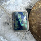 Sterling Silver Southwestern Malachite Azurite Decorated Bar Ring Size 9 For Women