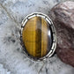 Sterling Silver Southwestern Oval Tiger's Eye Decorated Ring Size 9.5 For Women