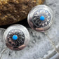Native American Sterling Stamped Rounded Concho w/Turquoise Post Earrings