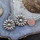 Sterling Silver Southwestern Style Decorated Flower Silver Dangle Earrings For Women