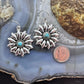 Sterling Silver Southwestern Style Turquoise Floral Dangle Earrings For Women